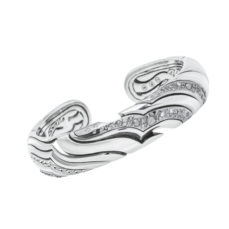 John Hardy Lahar Sterling Silver Gray + White Diamond Bracelet // 6.5" // Store Display