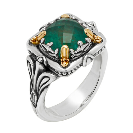 Konstantino Gen K Sterling Silver + 18K Yellow Gold Aventurine Doublet Ring // Ring Size: 6 // Store Display