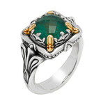 Konstantino Gen K Sterling Silver + 18K Yellow Gold Aventurine Doublet Ring // Ring Size: 6 // Store Display