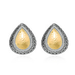 John Hardy Classic Chain Hammered 18K Yellow Gold + Sterling Silver Diamond Drop Earrings // Store Display