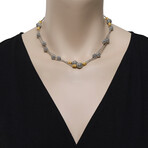 Sterling Silver + 18K Yellow Gold Station Necklace // 32" // Store Display