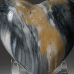 Genuine Polished Imperial Banded Onyx Heart With Acrylic Display Stand // 190 g