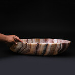 Large Polished Rainbow Onyx Canoe Bowl From Mexico