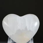 Genuine Polished White Onyx Heart From Mexico With Acrylic Display Stand