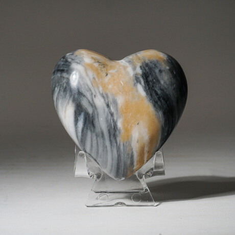 Genuine Polished Imperial Banded Onyx Heart With Acrylic Display Stand // 190 g