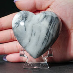 Genuine Polished Imperial Banded Onyx Heart With Acrylic Display Stand // 192 g