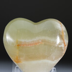 Genuine Polished Green Onyx Heart From Mexico With Acrylic Display Stand