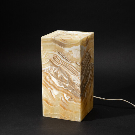 Genuine Square Banded Onyx Desk Lamp From Mexico