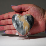 Genuine Polished Imperial Banded Onyx Heart With Acrylic Display Stand // 190 g