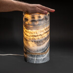 Genuine Round Gray Banded Onyx Lamp