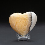 Genuine Polished Banded Honey Onyx Heart From Mexico With Acrylic Display Stand