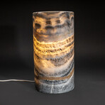 Genuine Round Gray Banded Onyx Lamp