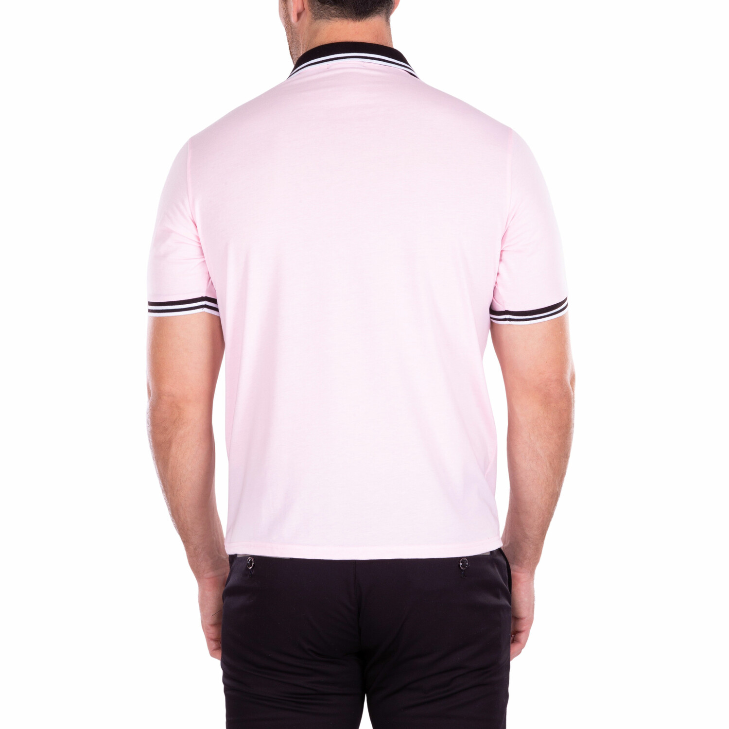 Men's Essentials Solid Pink Zipper Polo Shirt // Pink (2XL) - Bespoke ...