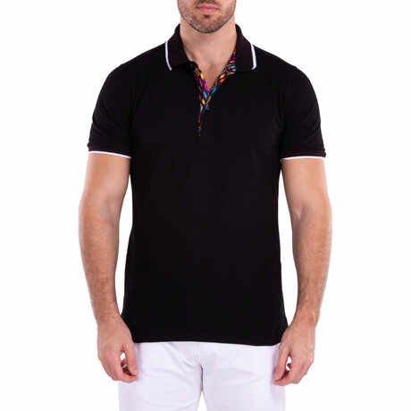 Men's Essentials Short Sleeve Polo Shirt Solid Black // Black (XS)