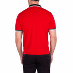 Men's Essentials Solid Red Zipper Polo Shirt // Red (3XL)