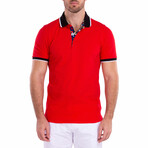 Men's Essentials Short Sleeve Polo Shirt Solid Red // Red (L)