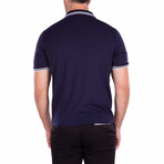 Men's Essentials Solid Navy Zipper Polo Shirt // Navy (L)