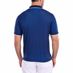 Geometric Mini Diamond Pattern Printed Polo Shirt Navy // Navy (L)