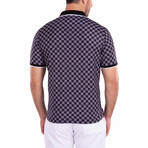 Contrast Checkered Pattern Printed Polo Shirt Black // Black (XS)