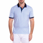 Contrast Checkered Pattern Printed Polo Shirt White // White (XL)