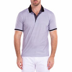 Subtle Geometric Triangle Pattern Short Sleeve Polo Shirt // Black + Purple (XL)