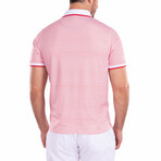 Geo Pattern Short Sleeve Polo Shirt // White + Red (M)