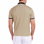 Moroccan Textile Pattern Printed Yellow Polo Shirt // Yellow (XS)