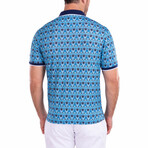 Moroccan Paisley Pattern Printed Polo Shirt Turquoise // Turquoise (3XL)