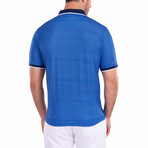 Moroccan Pattern Geometric Printed Polo Shirt Blue // Blue (XL)