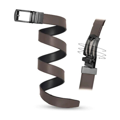 Patented Reversible Ratchet Belt with Silver Buckle // Black + Brown
