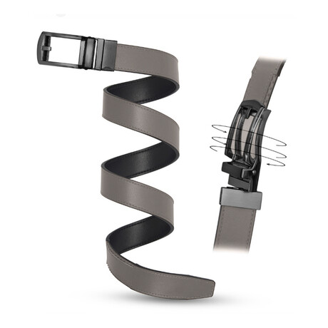 Patented Reversible Ratchet Belt with Black Buckle // Gray + Black