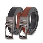 Patented Reversible Ratchet Belt with Black Buckle // Cognac + Black
