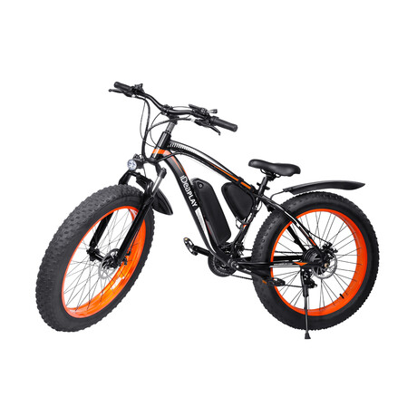 P30 Plus // 26" Fat Tire Electric Mountain Bike // Black & Orange