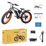 P30 Plus // 26" Fat Tire Electric Mountain Bike // Black & Orange