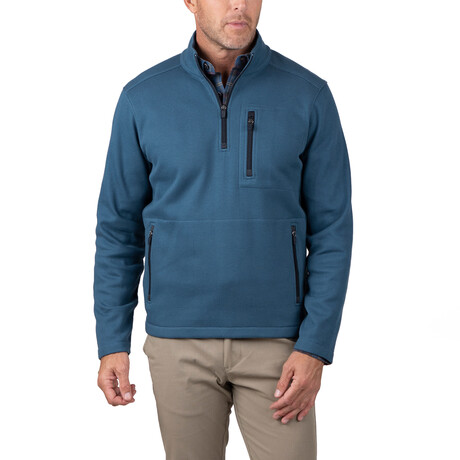 Waffle Bonded Fleece 1/4 Zip // Indian Teal (S)