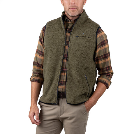 Bonded Berber/Polar Fleece Vest  // Army Berber To Dk (S)