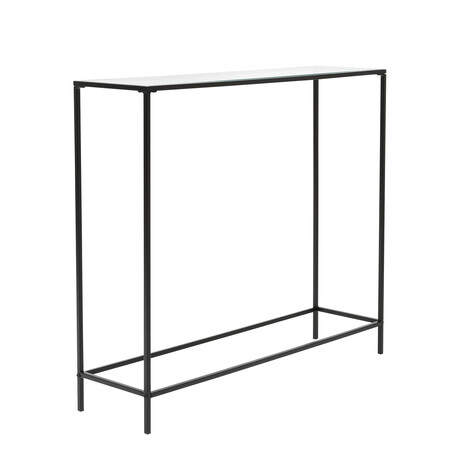 Arvi Console in Clear Glass with Black Base