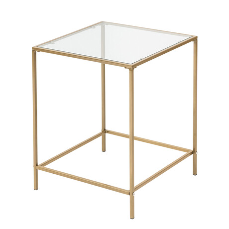 Arvi Side Table in Clear Glass with Brass Base (Black Base)