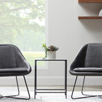 Arvi Side Table in Clear Glass with Brass Base (Black Base)