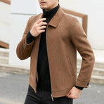 Zip-Up Shirt Jacket Jacket // Brown (XL)