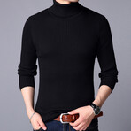 Ribbed Knit Turtleneck // Black (S)