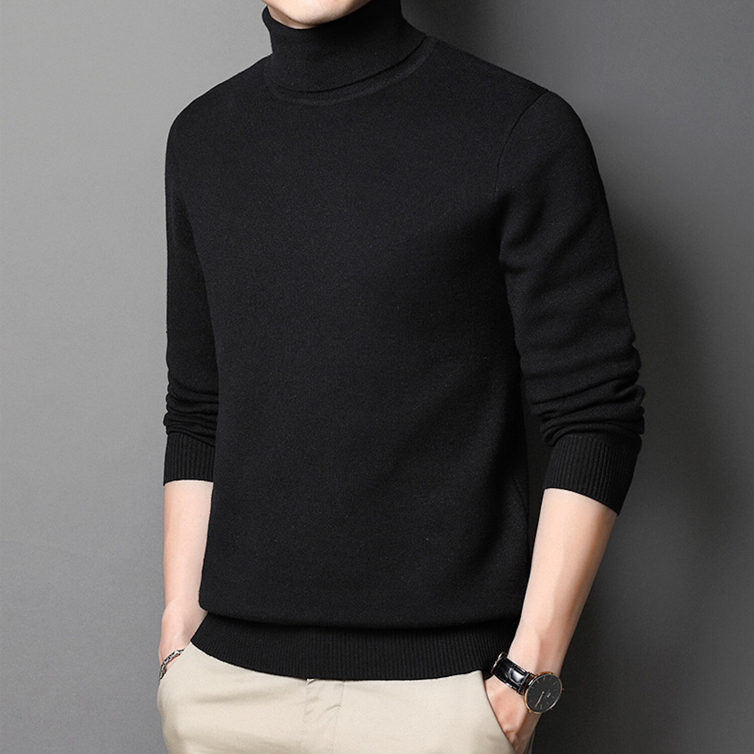 Sleek Knit Turtleneck // Black (3XL) - Amedeo Exclusive Turtlenecks ...