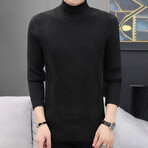 Diamond Knit Turtleneck // Black (2XL)