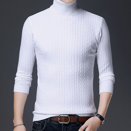 Cable Knit Turtleneck // White (XS)