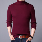 Ribbed Knit Turtleneck // Burgandy (L)