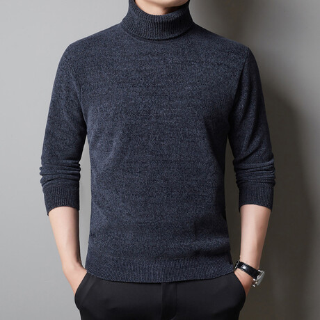 Heathered Turtleneck // Blue (S)