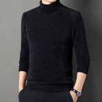 Fuzzy Knit Turtleneck // Black (M)