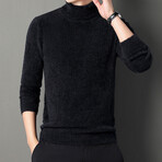 Fuzzy Knit Turtleneck // Black (4XL)