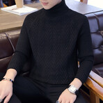 Diamond Knit Turtleneck // Black (XS)