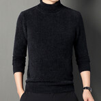 Fuzzy Knit Turtleneck // Black (XL)